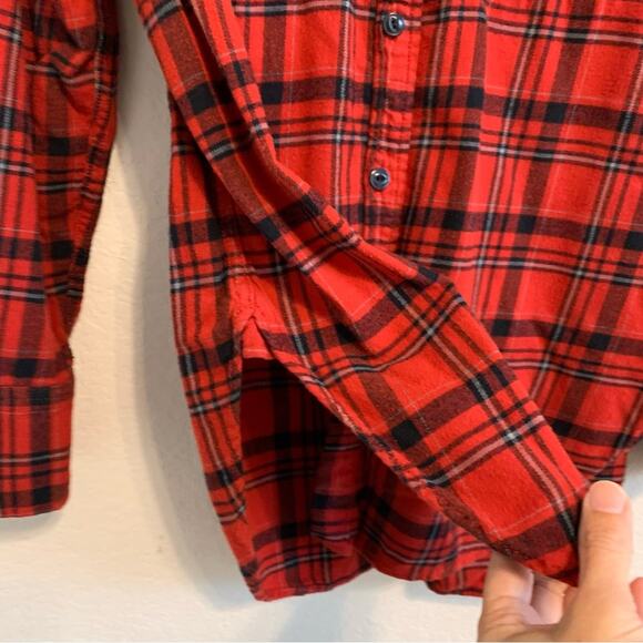 J. Crew Red Plaid Flannel Button Down Shirt - Picture 7 of 9